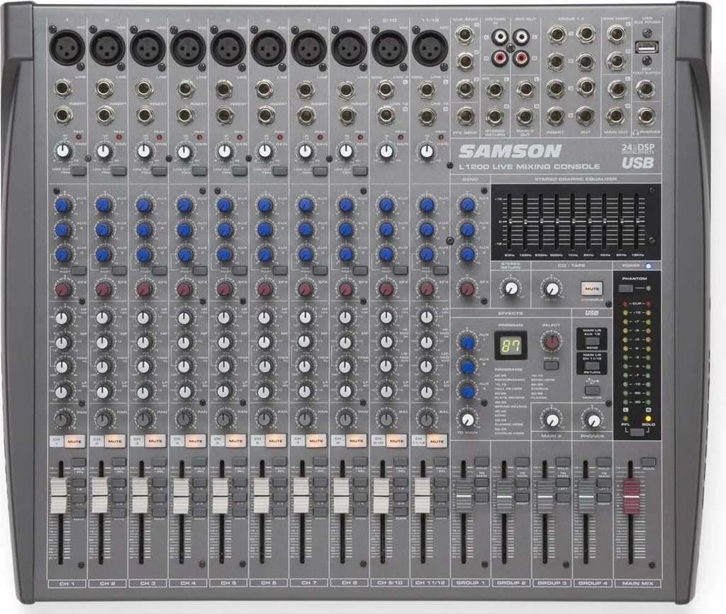 Samson L1200 Mixeur 12 pistes avec interface USB et effets DSP