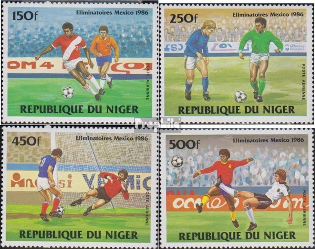 Briefmarken Niger 1984 Mi 908-911 (kompl.Ausg.) postfrisch Qualifikationsspiele zur Fußballweltmeisterschaft, Mexico 1986