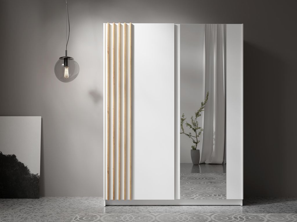 AX LIVING Kleiderschrank weiß mit Spiegel 150 cm – Beralto Produktbild 
