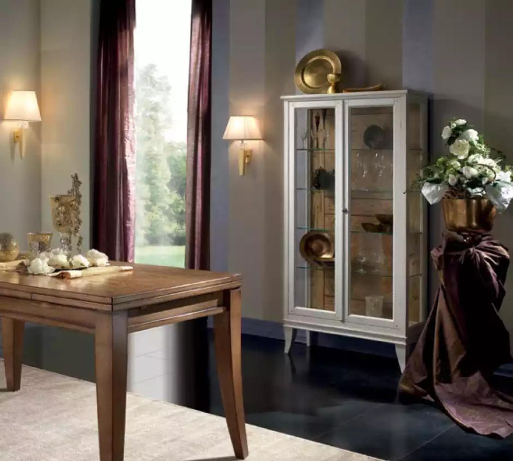 Vitrine Italienische Luxus Möbel Vitrinen Glas Design Schrank Weiß Neu