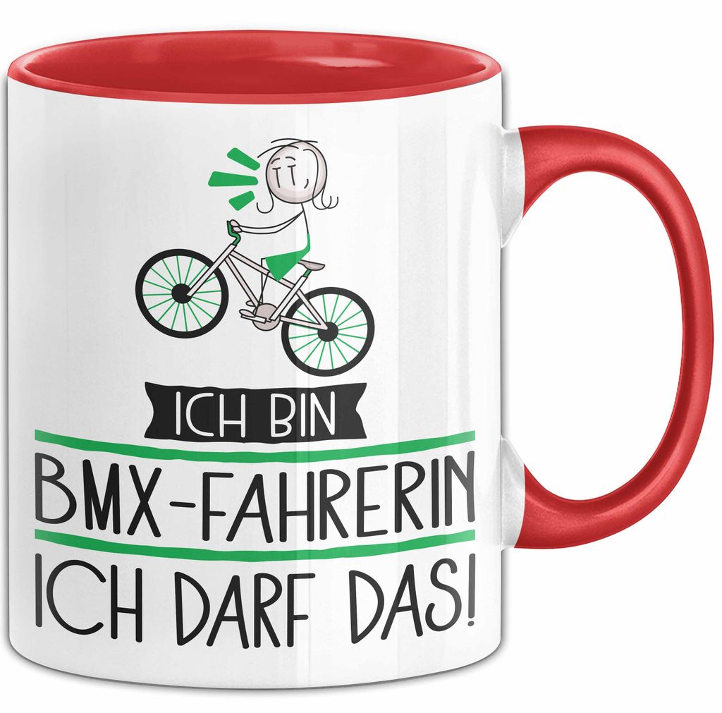 Geschenk für BMX-Fahrerin Tasse Lustige Geschenkidee Geburtstag Ich Bin BMX-Fahrerin Ich Darf Das (Rot)