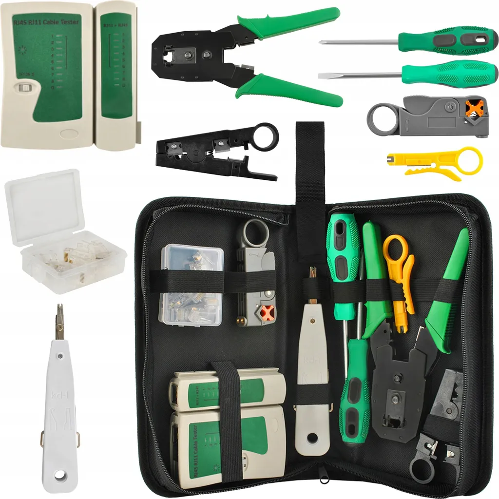 Bigstren 7874 Set Attrezzi Rete 9 Pezzi - Kit Cablaggio LAN Professionale
