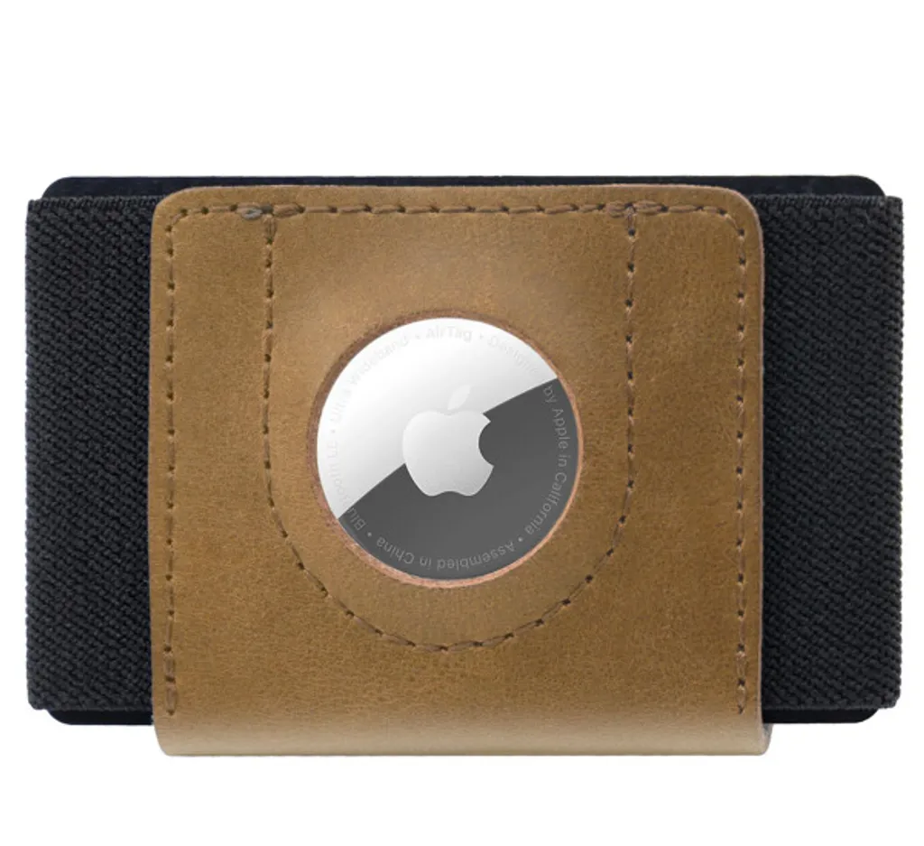 Portefeuille de voyage compact marron compatible AirTag pour homme