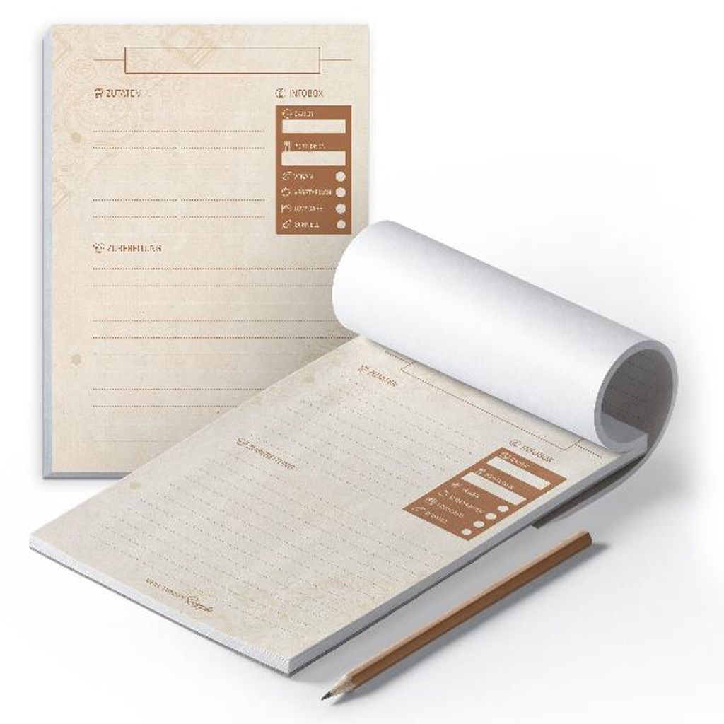 itenga Rezeptblock "Meine liebsten Rezepte" DIN A5 100Seiten beige braun