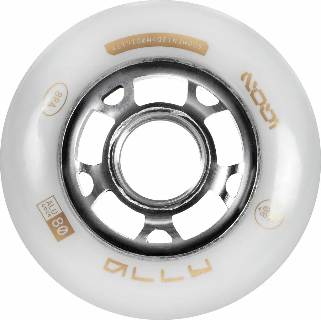 Roues roller 80mm Iqon Ally 88A blanches anti-usure pour bitume et ville