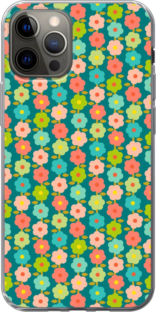 MuchoWow Handyhülle Schutzhülle Hülle für Telefoonhoesje iPhone 13 Pro Muster - Blumen - Retro - 1970er Jahre Silikon Softcase Handy Hülle -...