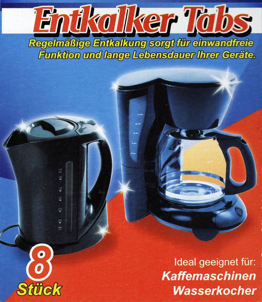 8x ENTKALKER Tabs Entkalkertabletten Entkalkungstabletten Kalklöser Antikalk Kaffeemaschine Kaffee Kaffeevollautomat Reiniger Anti Kalk 40