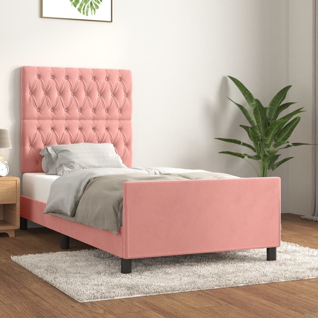Maison Exclusive - Bettgestell mit Kopfteil Rosa 90x190 cm Samt
