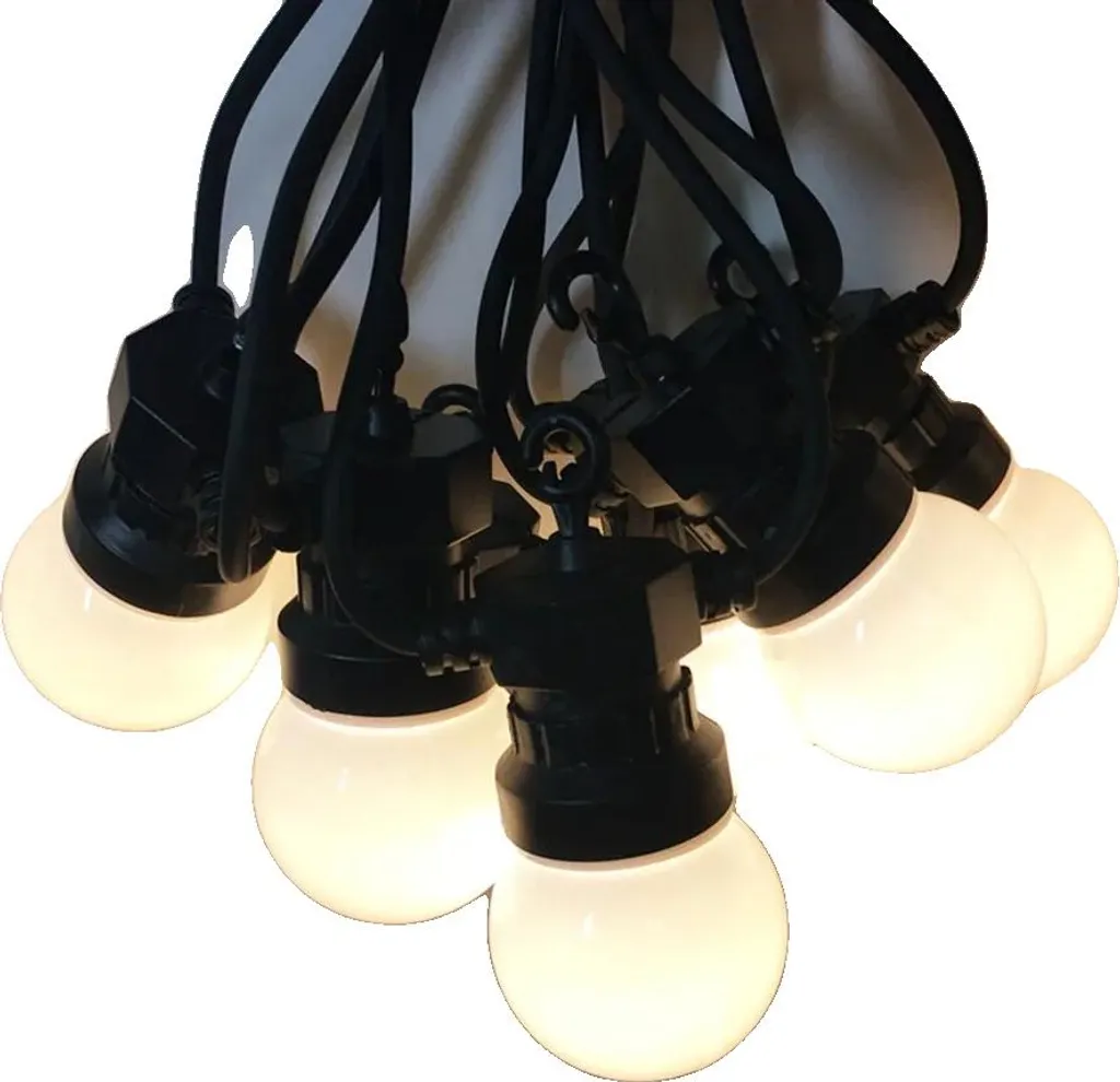 Guirlande LED étanche 36 mètres avec 50 ampoules globes blanc lait