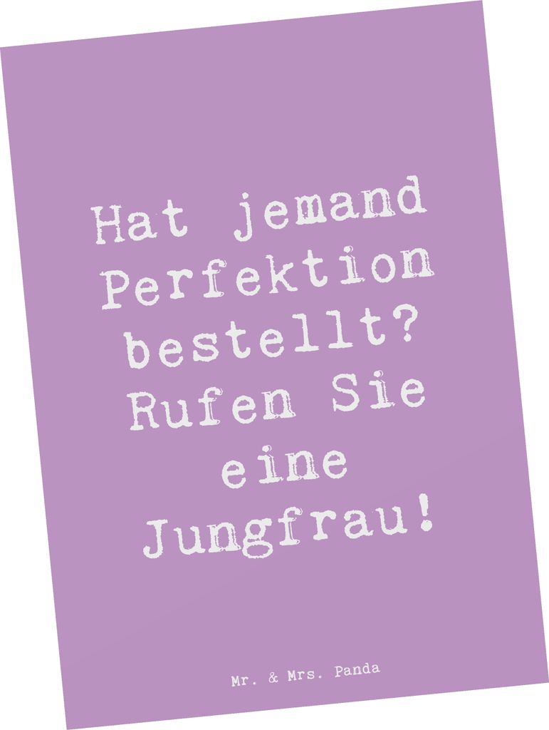 Mr. & Mrs. Panda einzelkarte Spruch Jungfrau Perfektion - Lavendeltraum - Geschenk, Postkarten, Strukturiertheit, Sternzeichen, Ansichtskarte, Lieb...