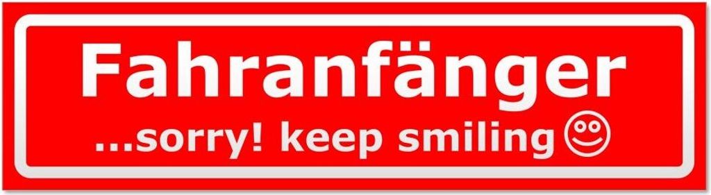 Kiwistar Fahranfänger - Sorry! Keep Smiling invertiert Magnetschild Schild magnetisch - 60cm Rot - Magnetfolie für Auto PKW Kfz