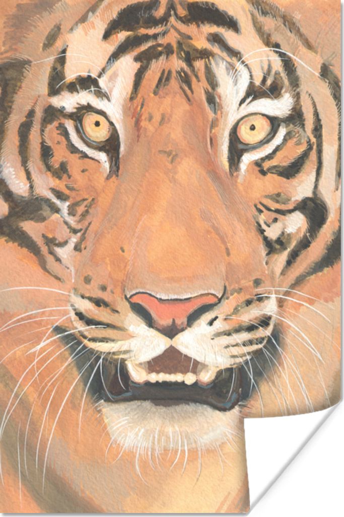 MuchoWow Poster Tiger - Farbe - Zähne 120x180 cm - Kunstposter