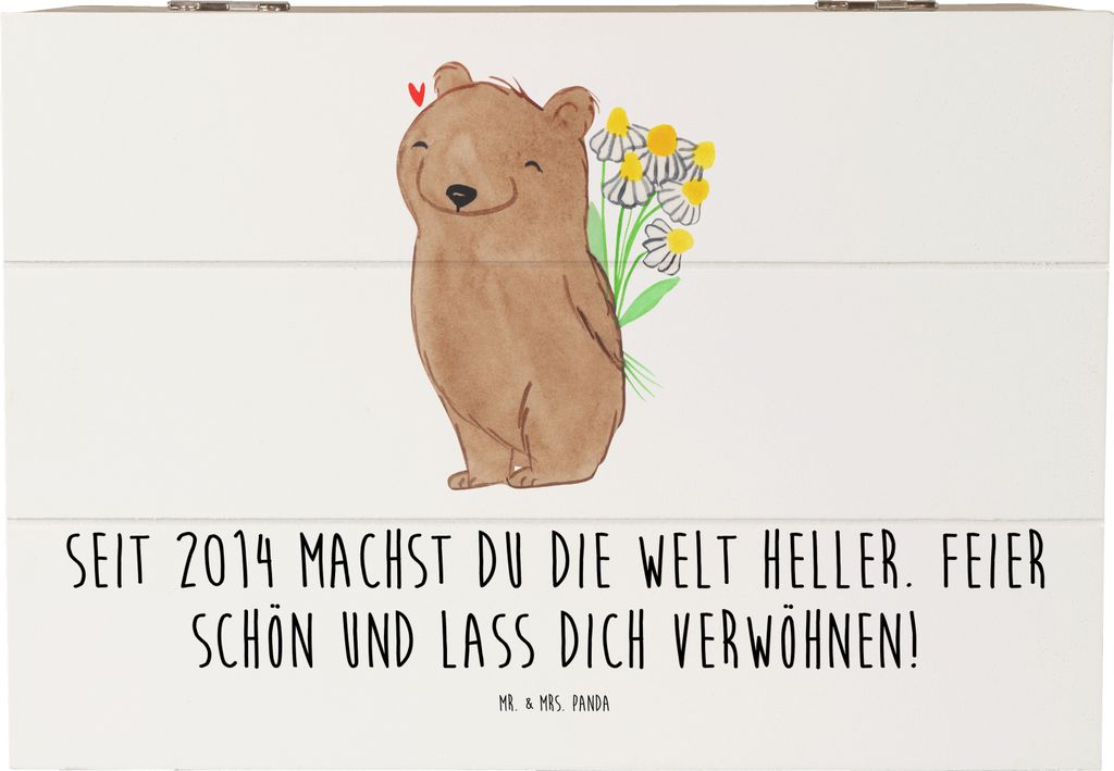 Mr. & Mrs. Panda Holzkiste 2014 Geburtstag 22 x 15 cm - Weiß - Geschenk, Erinnerungskiste, Herz und Seele, Happy Birthday, Geburtstagsgeschenk, Fe...