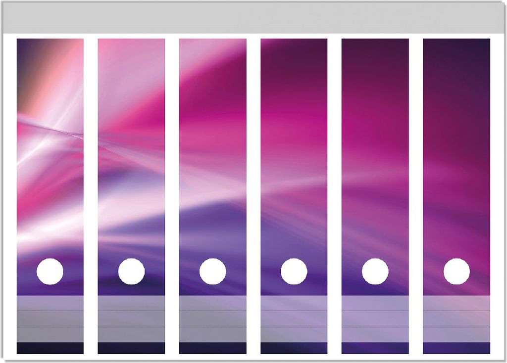Wallario Ordnerrücken Sticker, selbstklebend für breite Ordner, 6 Stück, Motiv Abstrakte Formen und Linien in pink lila