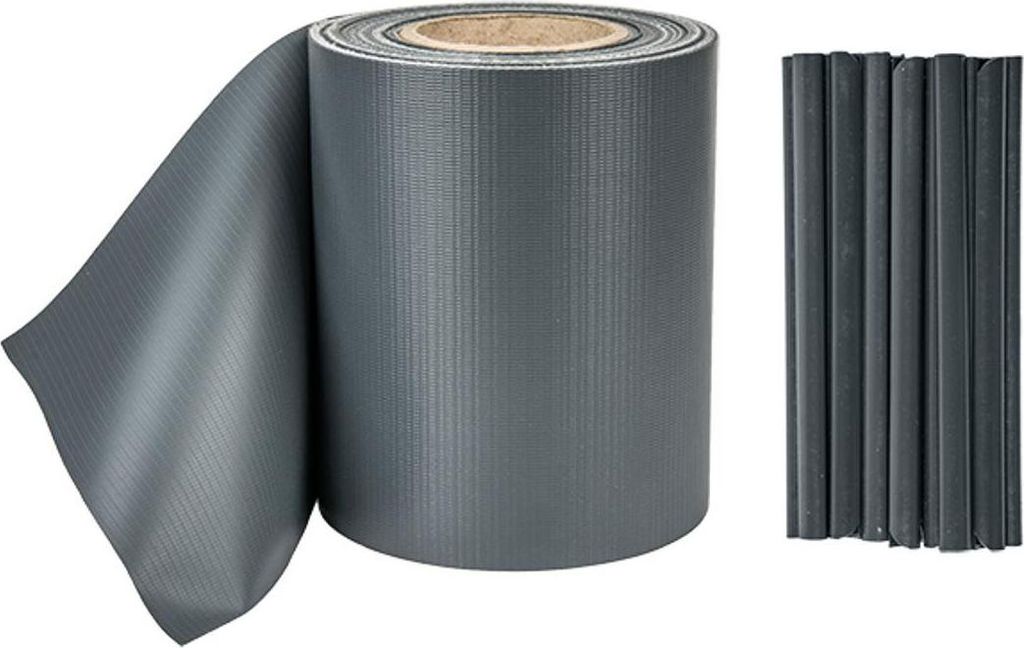 Zaunschutzfolie 19cm x 35m mit 20 Befestigungsclips grau Produktbild 
