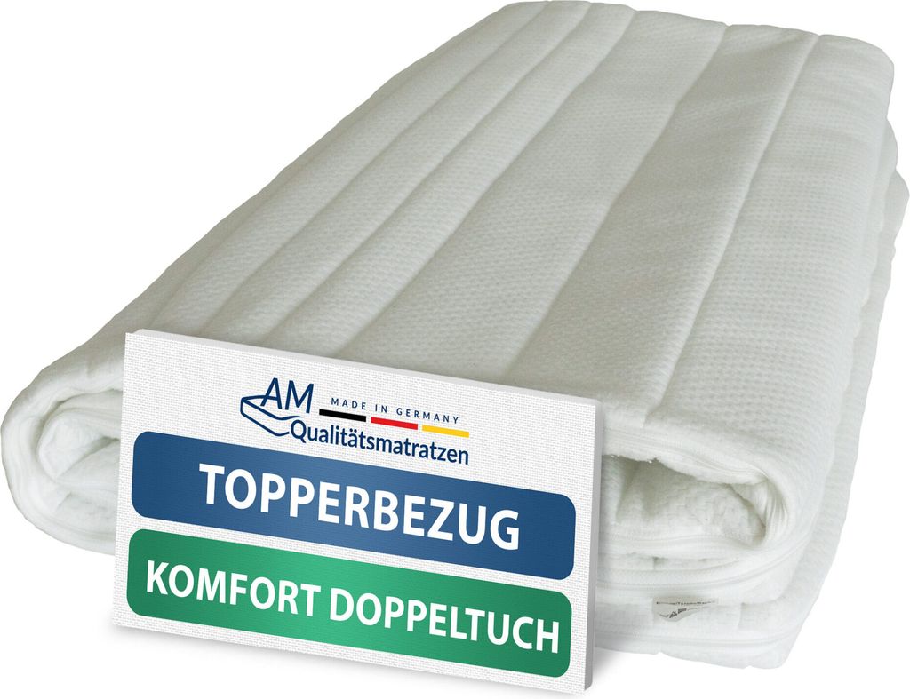 Hochwertiger Topperbezug aus Komfort Doppeltuch | 110x200 cm | Ersatzbezug für Matratzentopper | 110/200 cm | Kernhöhe 4-6 cm