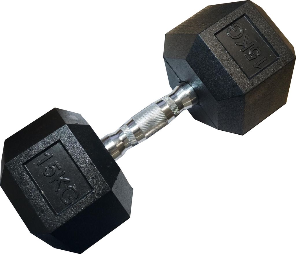 Einhand-Sechskant-Hantel HEX 15 kg gummiert Produktbild 