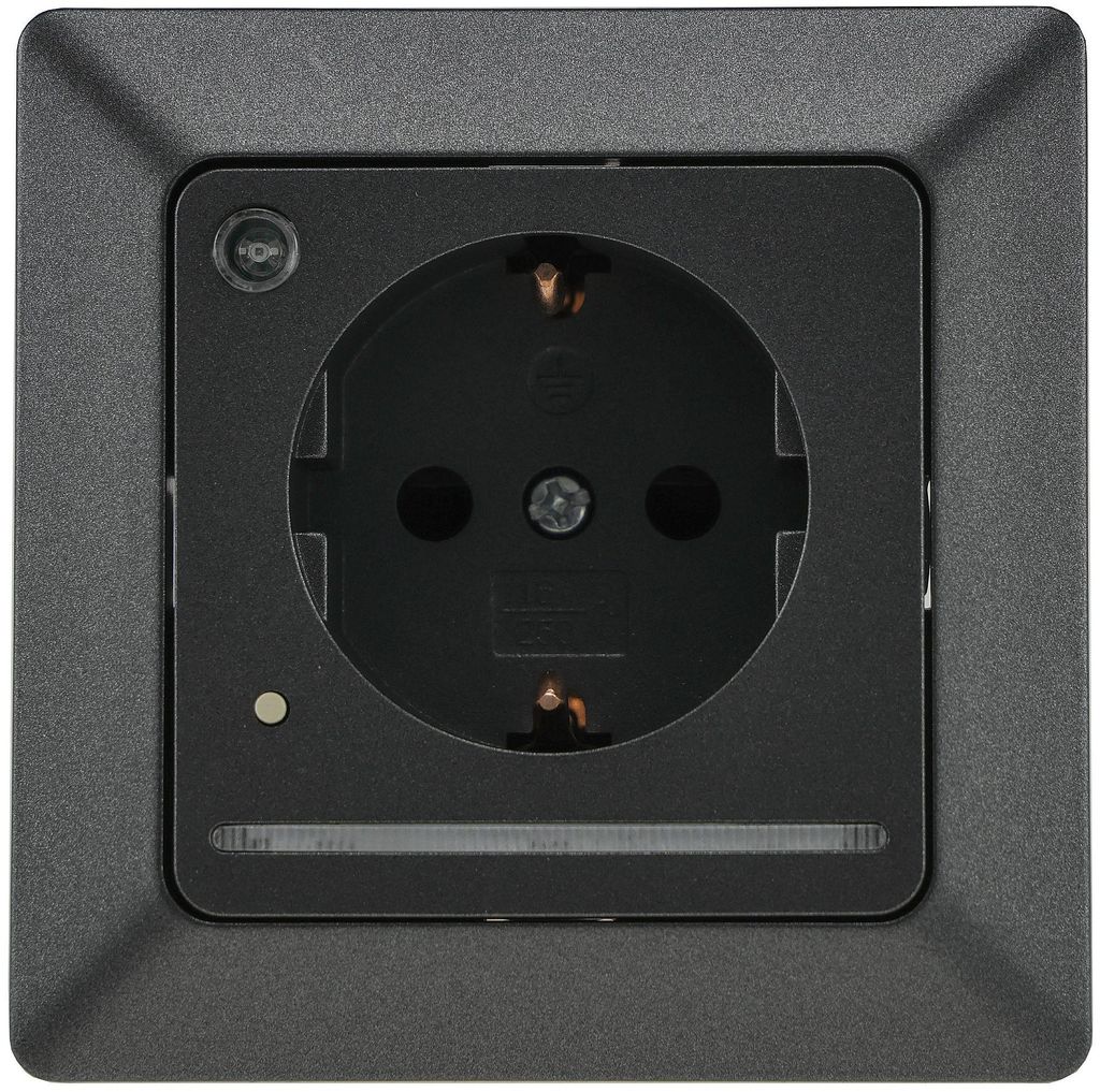 MILOS Schutzkontakt-Steckdose mit LED anthrazit, 250V/ 16A, Produktbild 