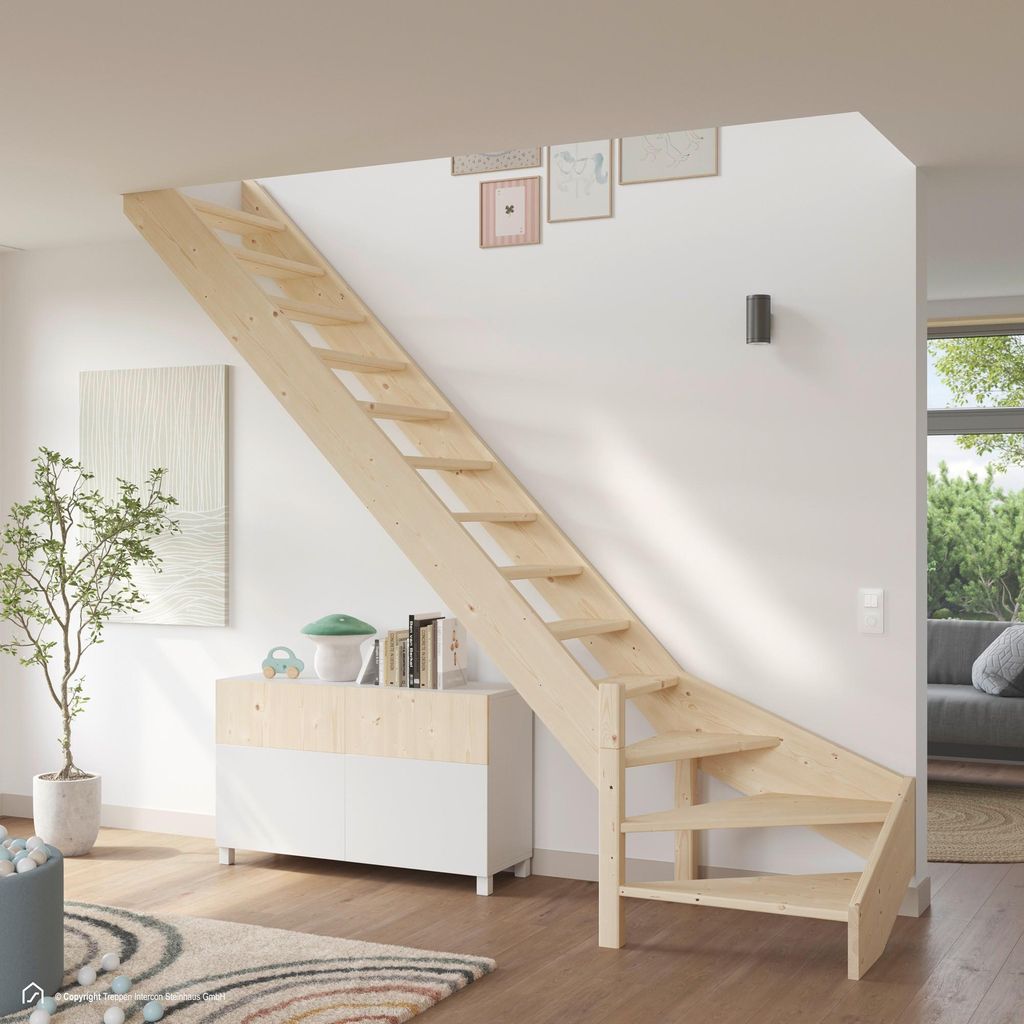 Holztreppe Intercon Casablanca | Fichte | 1/4 gewendelter Produktbild 