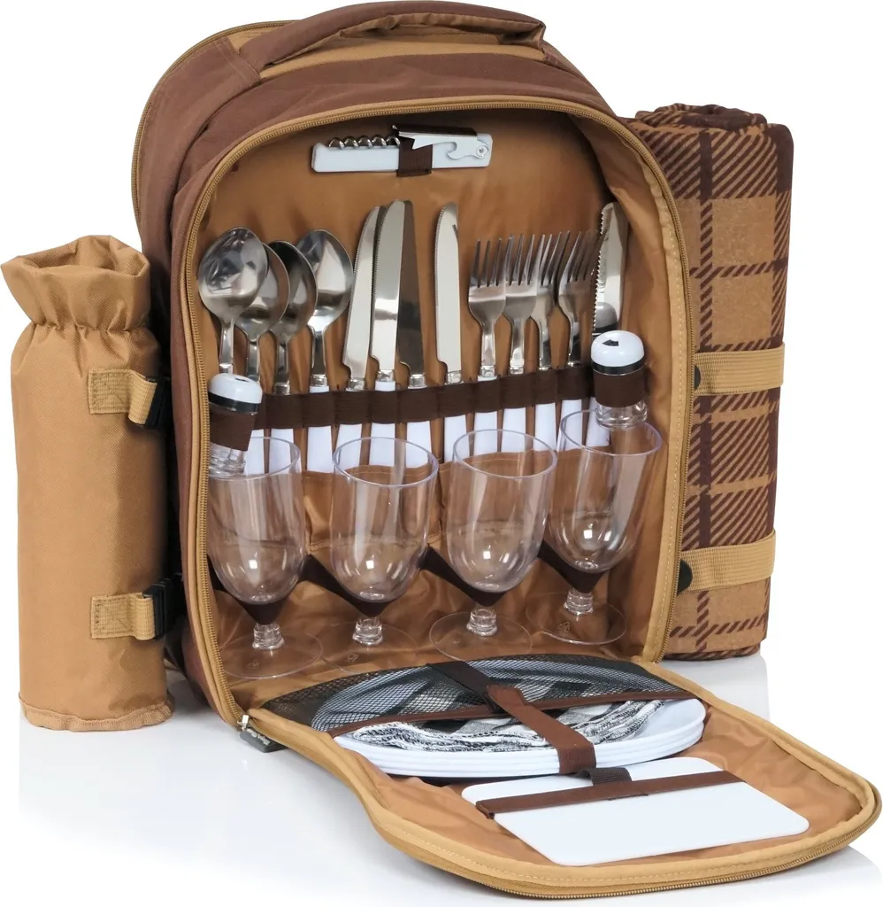 Sac à dos pique-nique 4 personnes léger et étanche coloris marron chic
