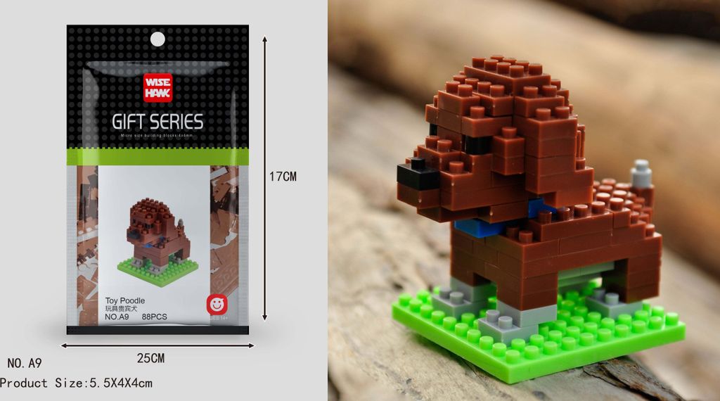 Toy Pudel Figur Bausteine Modell LNO Micro-Bricks