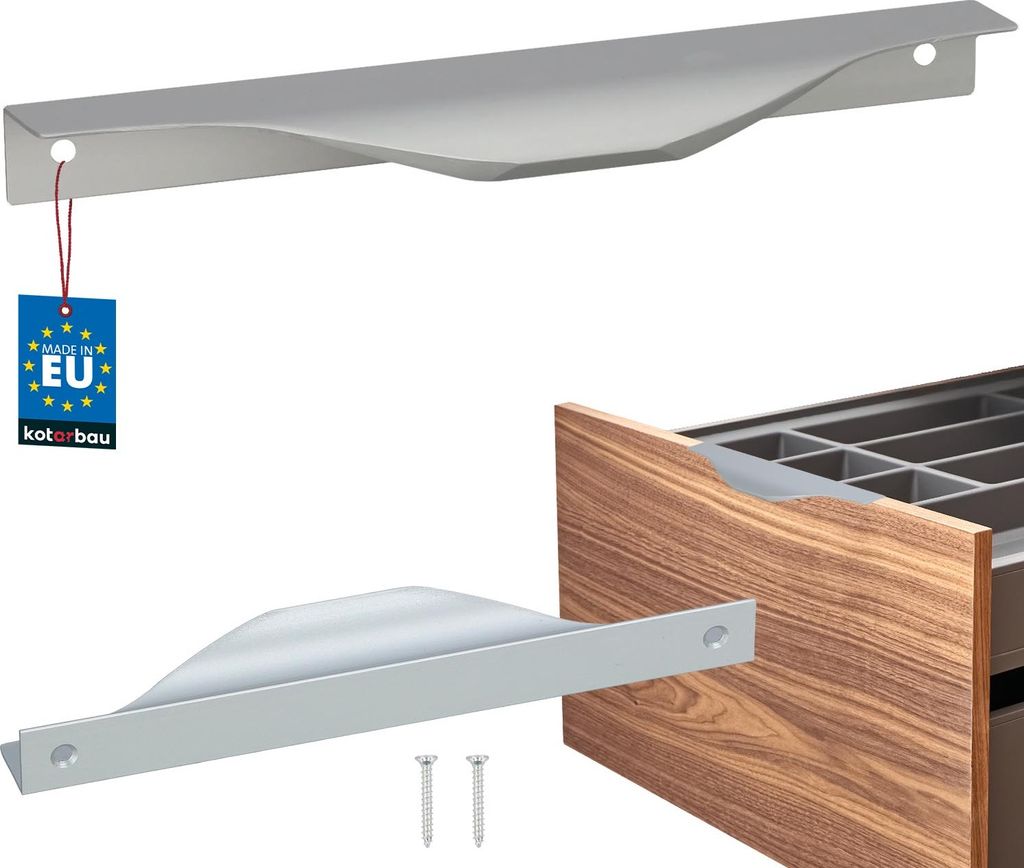 KOTARBAU Möbelgriff Möbelgriffe Schrankgriffe 160 / 180 mm ZnAl Küchengriffe Silber Griffe Möbel Türgriff Profilgriff Türgriffe Küche Schu...