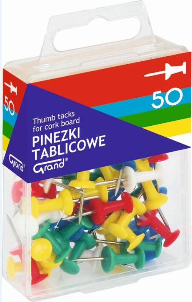 Pinezki tablicowe kolorowe, 50 sztuk Zdjęcie produktu 