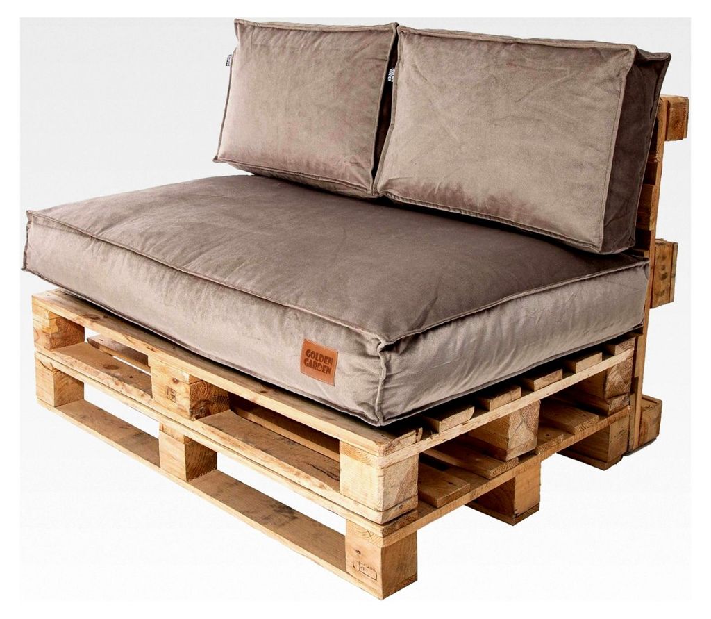 Gartenset Kissen für Palettenmöbel Cappuccino - Polsterstoff - Langlebiges und Wasserdichtes Material - Sitzkissen 120 cm x 80 cm x 15 cm, Rücke...