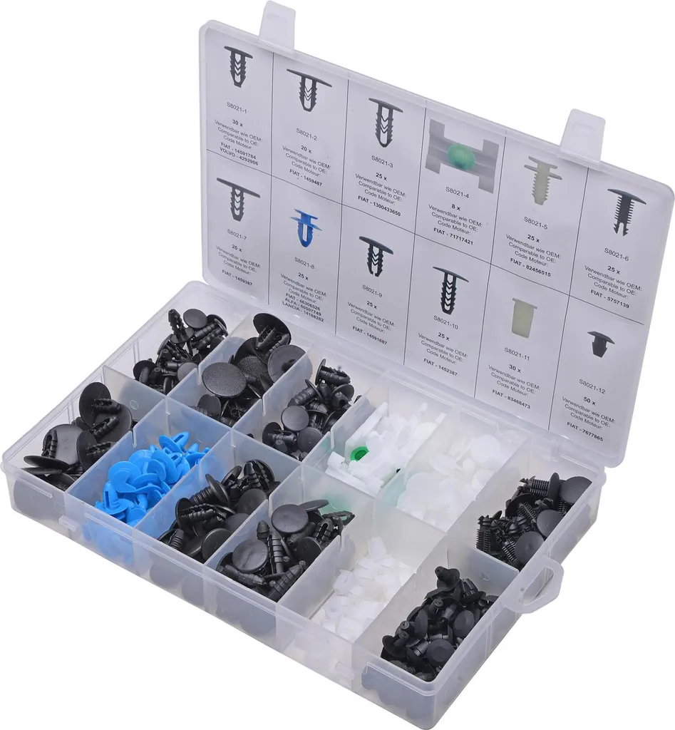 Agrafes de carrosserie pour Fiat - Coffret de 308 clips SW-Stahl S8021
