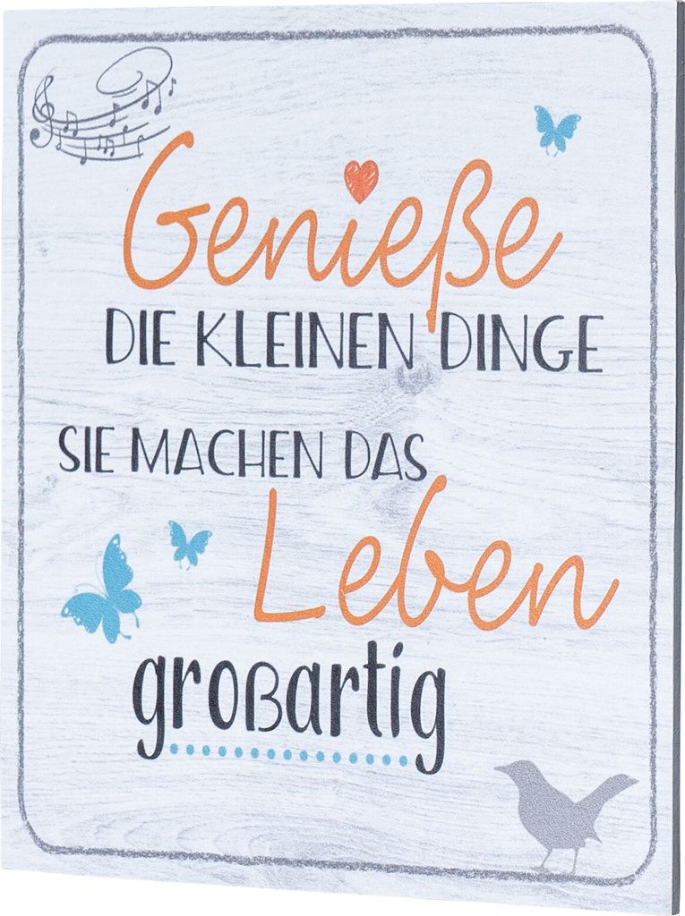 Wandbild 20x20cm Genieße die kleinen Dinge Spruch Deko Produktbild 