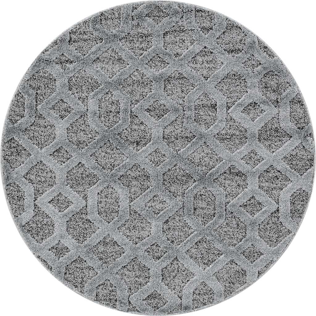 Hochflor Teppich PISA Grau 120 cm Rund