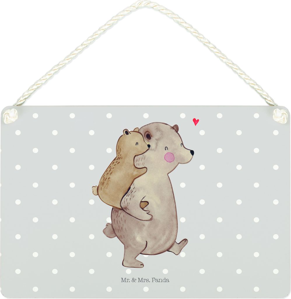 Mr. & Mrs. Panda Schild Papa Bär DIN A4 - Grau Pastell - Geschenk, kleine aufmerksamkeit, Vatertag, Muttertag, Vater, Geburtstag, Holzschild, holz...