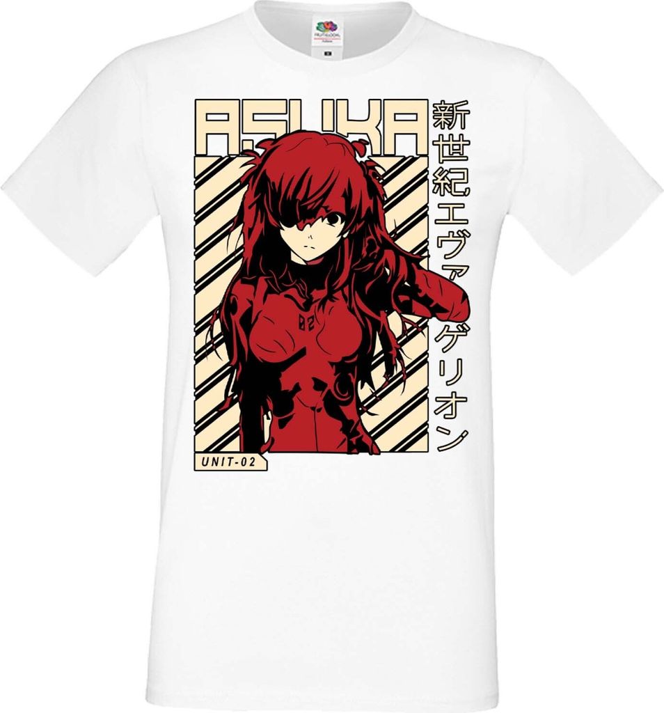 Herren T-Shirt Manga Anime Neon Anime Genesis Manga Evangelion Asuka Evangelion Asuka, Man 3XL / Weiß