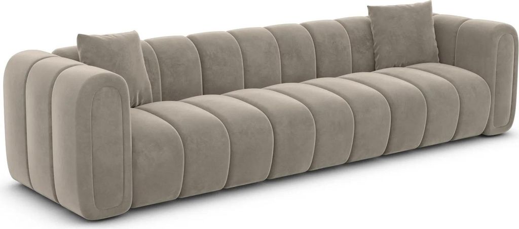 Samtstoff 3-Sitzer Couch Amoria Taupe
