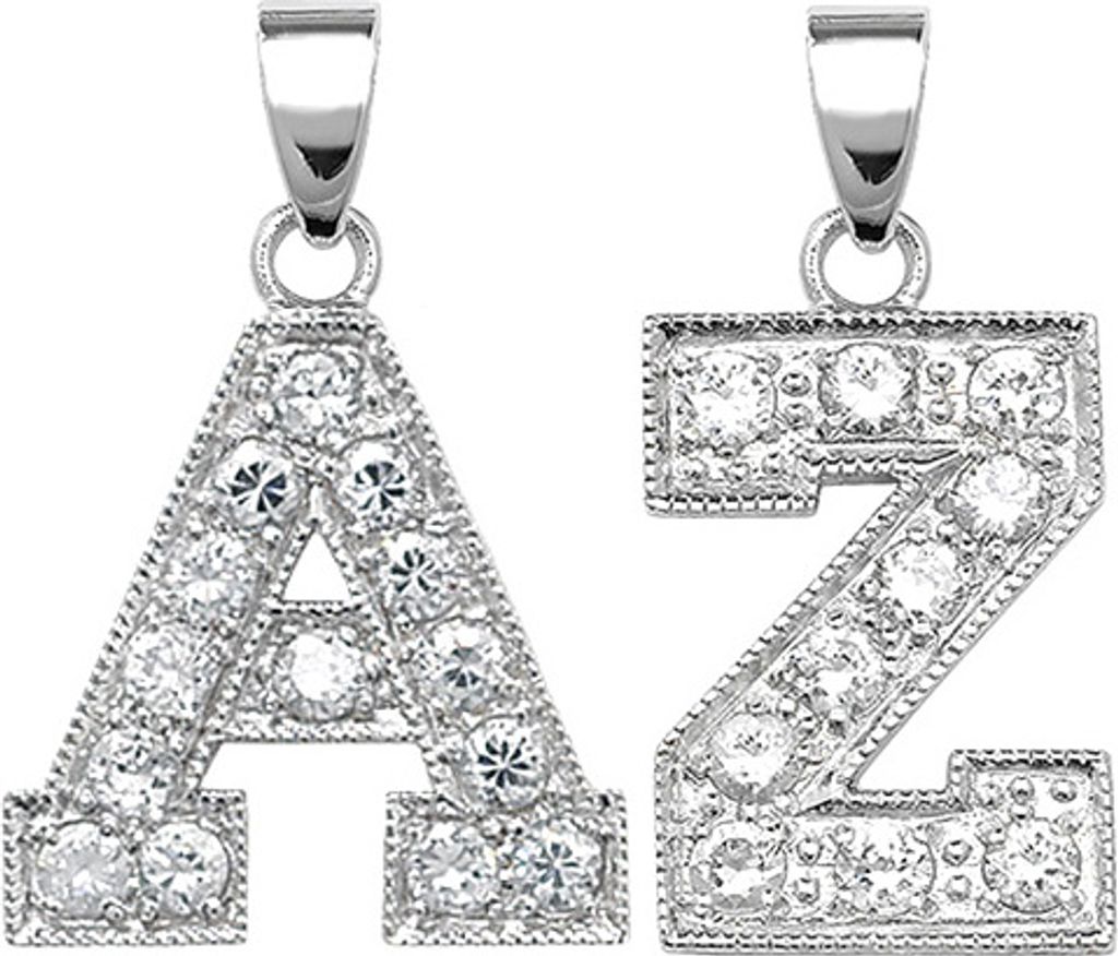 Wunderschöner 925 Sterling Silber Buchstaben / Initiale Damen - Anhänger mit Zirkonia; TRS35298LTD