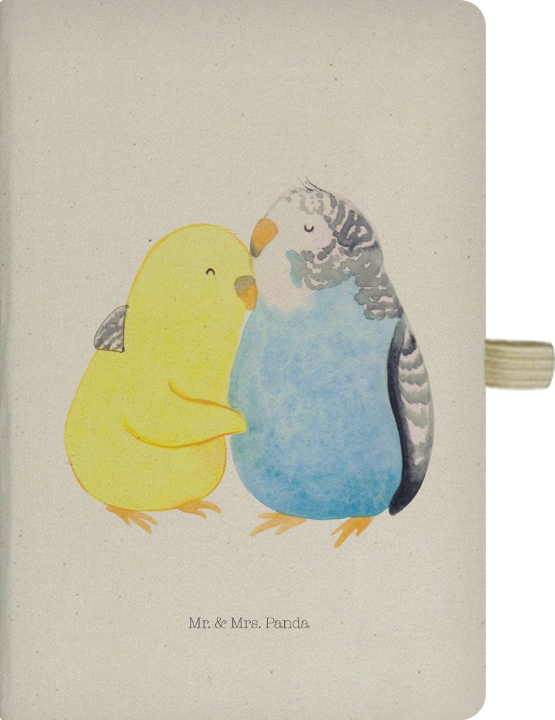 Mr. & Mrs. Panda Kladde Wellensittich Liebe - Transparent - Geschenk, notizbuch, Journal, Tagebuch, Vertrauen, Umarmen, Freundin, Adressbuch, Kusch...