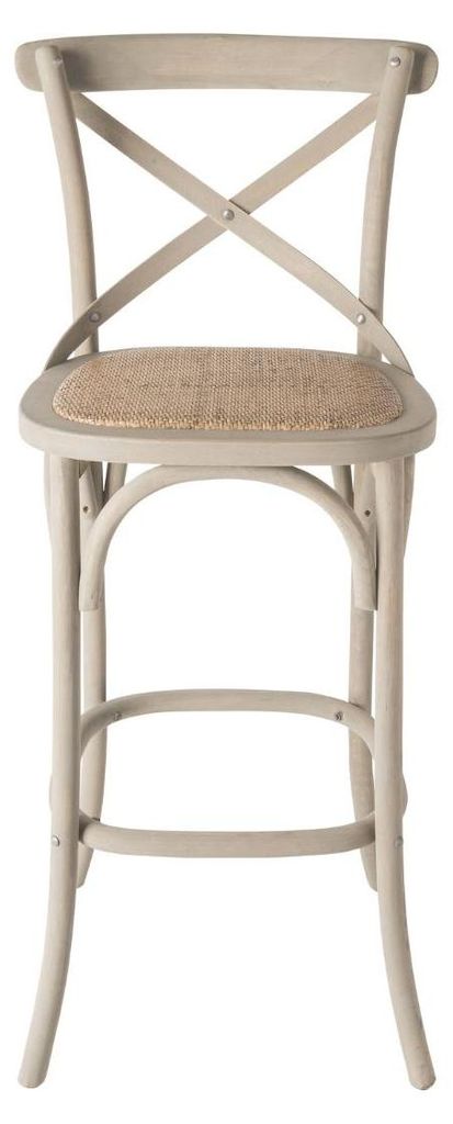 SIGNATURE - Chaise de bar en bois massif et cannage L50 cm Image du produit 