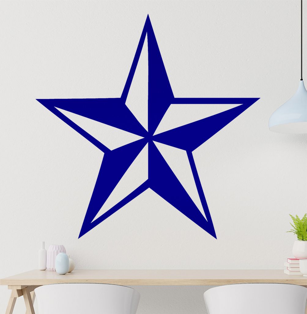 nautischer Stern Wandtattoo in 6 Größen - Wandaufkleber Wall Sticker - Dekoration, Küche, Wohnzimmer, Schlafzimmer, Badezimmer