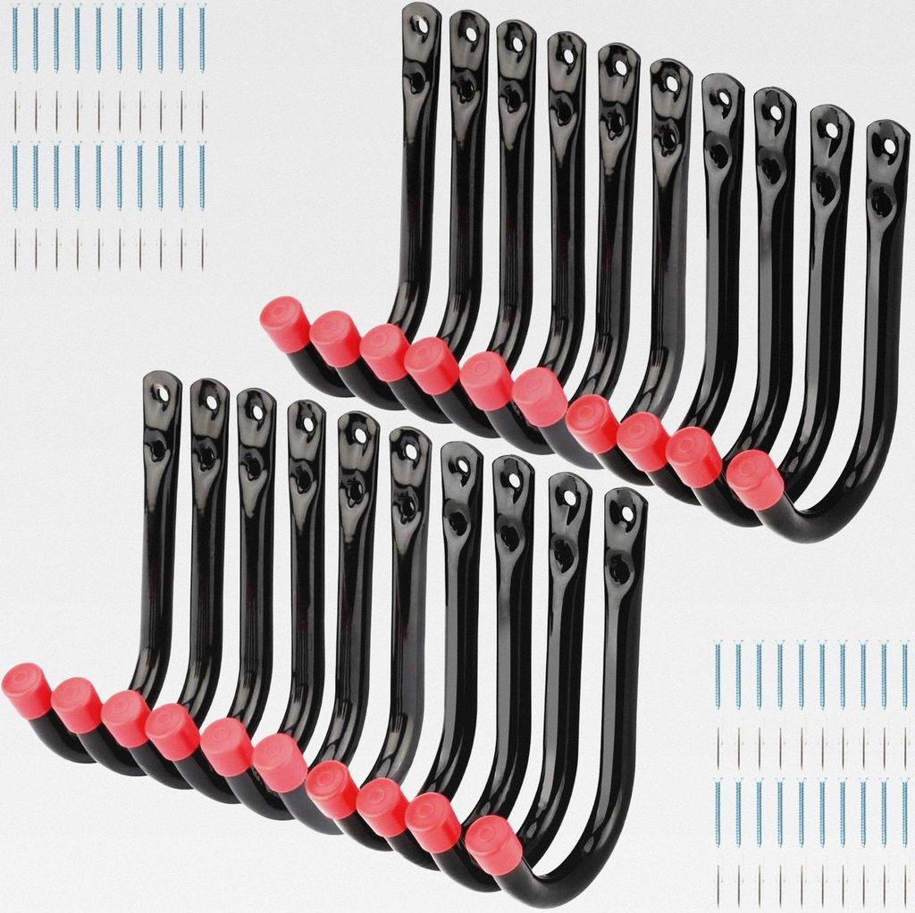 Garagenhaken, 20 Stück Heavy Duty J Haken, 9cm Wandhalterung Stahl Utility Hänger für Leiter, Fahrrad, Gartenschlauch, Seil, Sportgerätetaschen