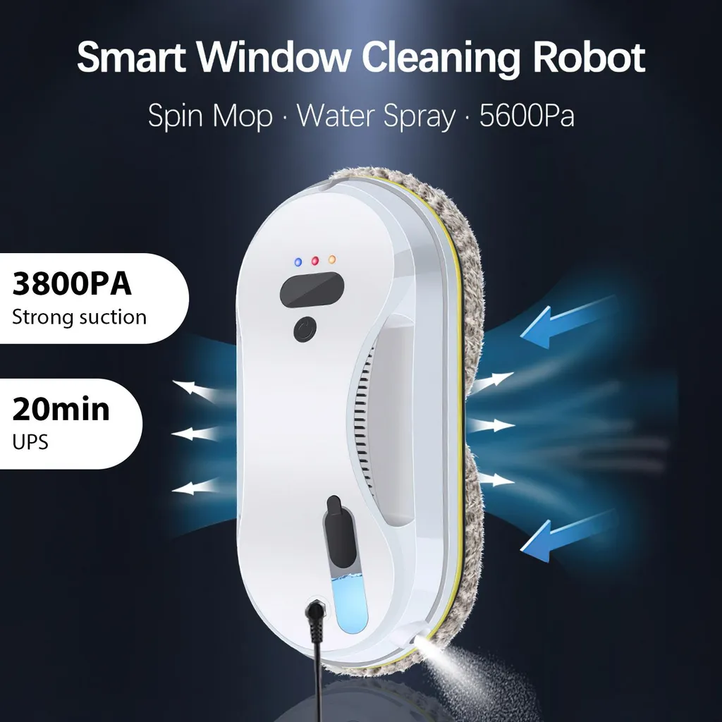 Robot lave-vitres pour grandes baies vitrées avec spray et télécommande