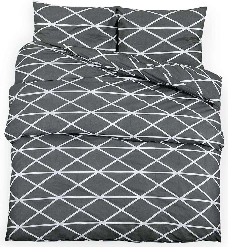 vidaXL Set di biancheria da letto grigio 200x200 cm cotone Immagine del prodotto 