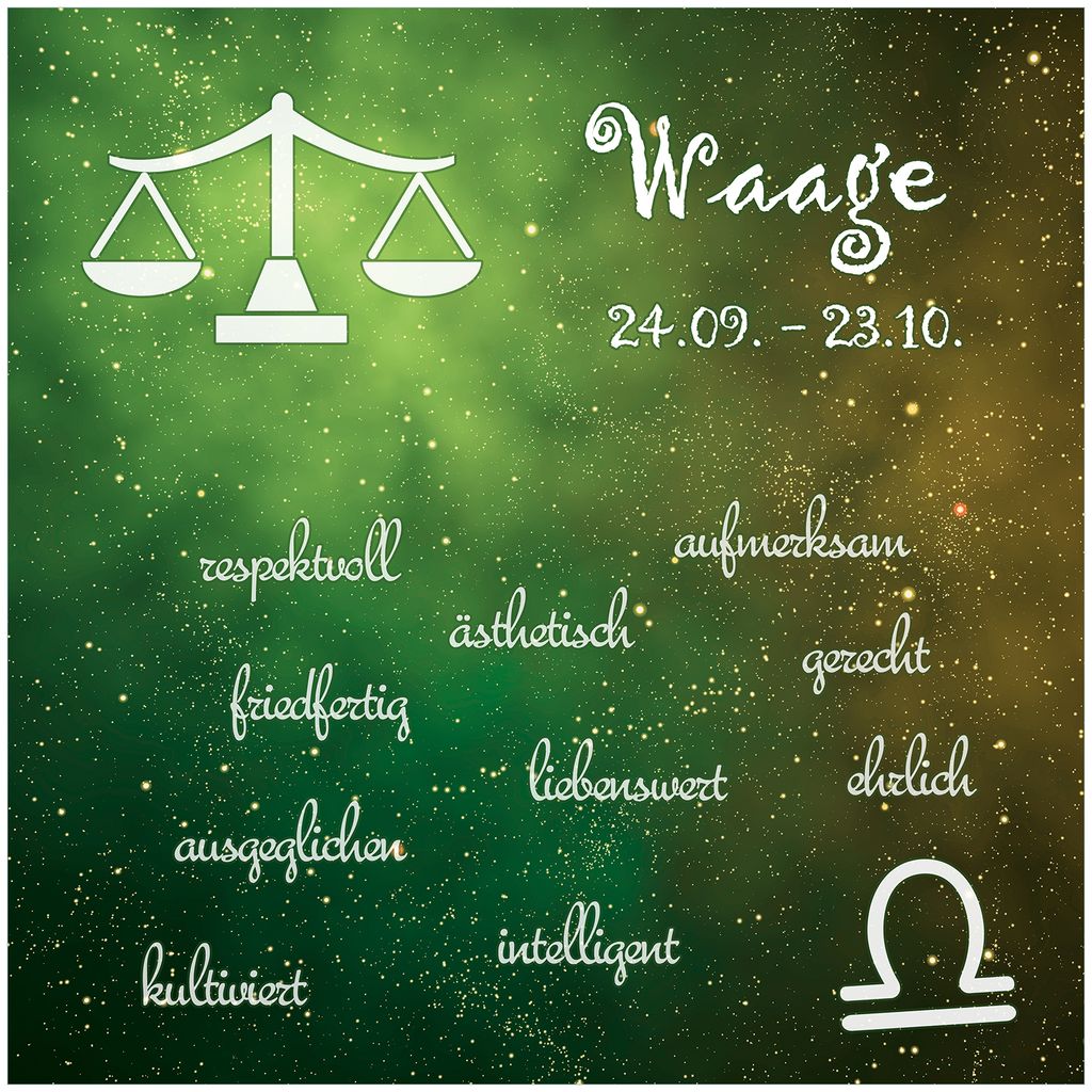 Wallario Wandbild aus Acryl, 50 x 50 cm, freischwebende Optik - Sternzeichen Waage