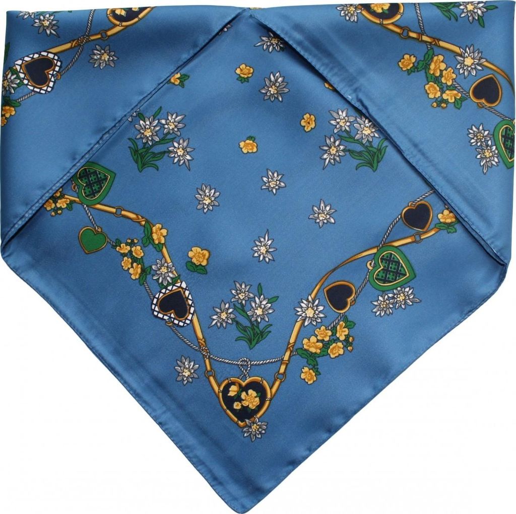German Wear, Halstuch Trachtentuch mit Herzmuster nikituch 53x53cm avio blau