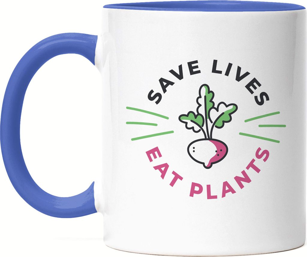 Save Lives Eat Plants Tasse Blau Geschenkidee Plant-Based Tierwohl Protest Tier Demo