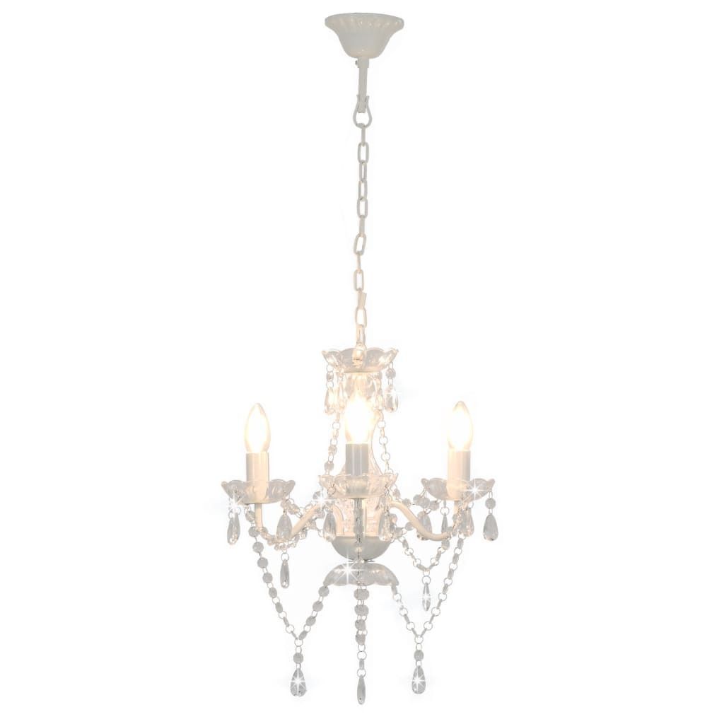 vidaXL Lustre avec perles blanc rond 3×E14 Image du produit 