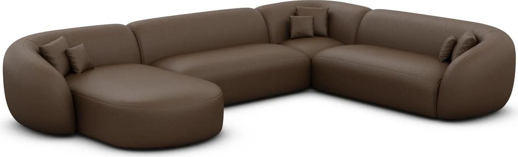 Echtleder U-Form XXL Wohnlandschaft Gaia Dunkelbraun Links