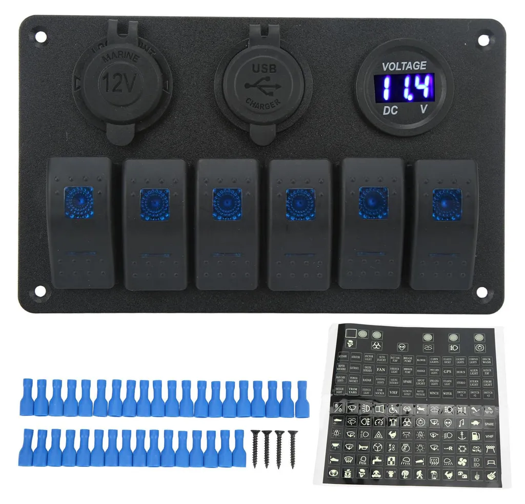 Tableau de commande électrique étanche 6 interrupteurs 12V 24V SUV