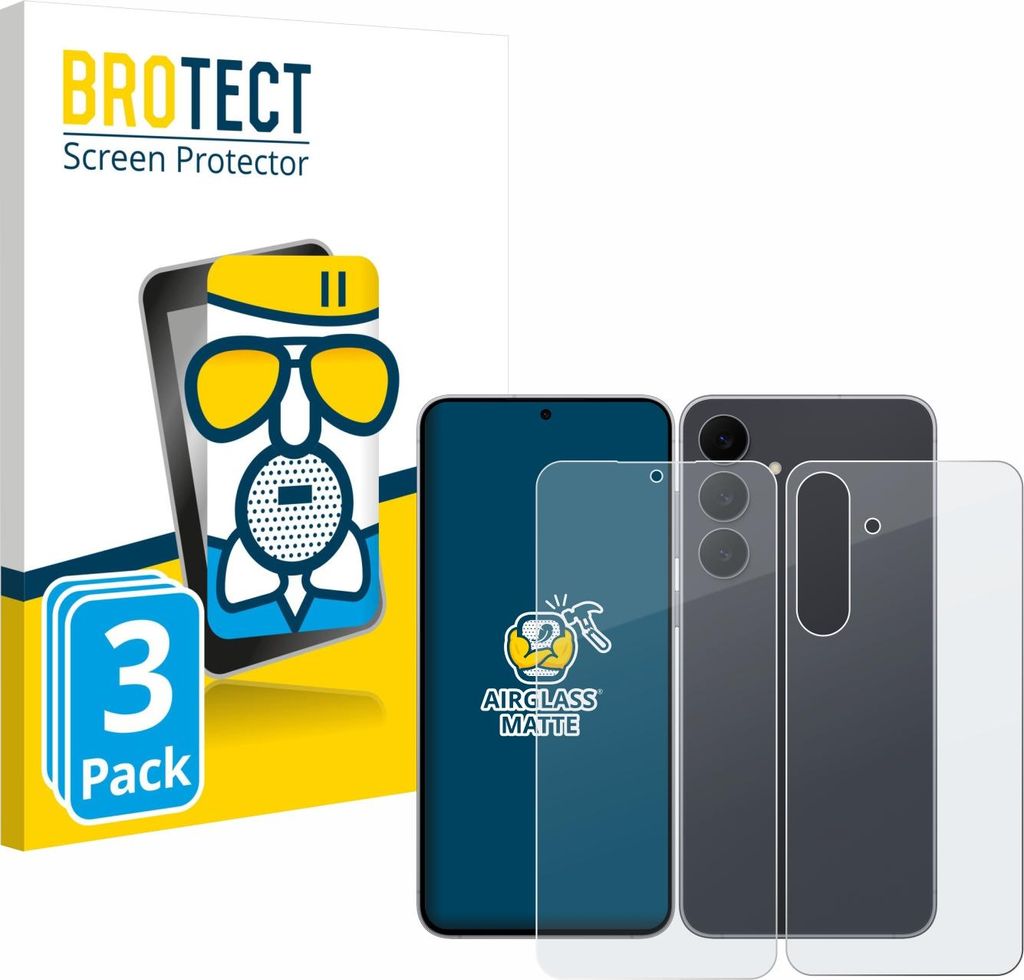 3x BROTECT Entspiegelungs Schutzglas für Samsung Galaxy S25 FE (Display+Rückseite) Schutzfolie Panzer Folie Glas Display Schutz matt
