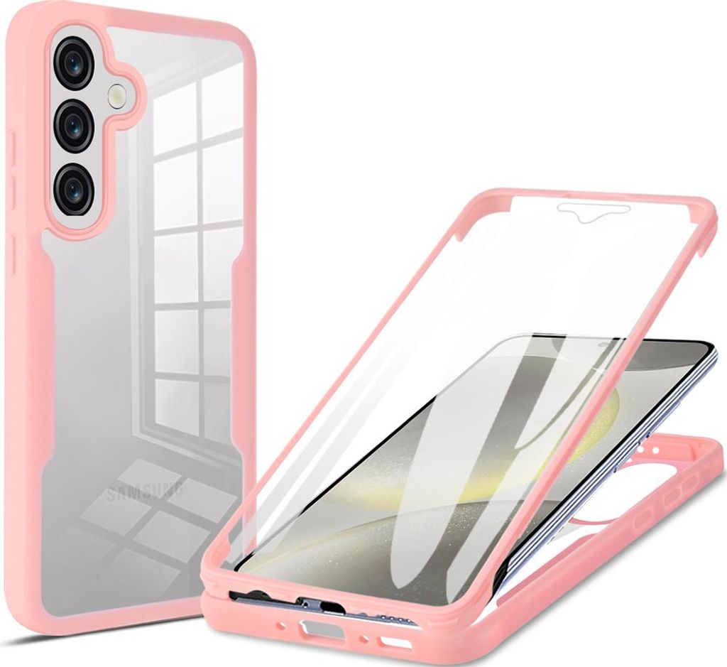 Schutzhülle für Samsung Galaxy A17 / A16, Eingebautem Displayschutz 360 Grad Komplettschutz Handyhülle Pink