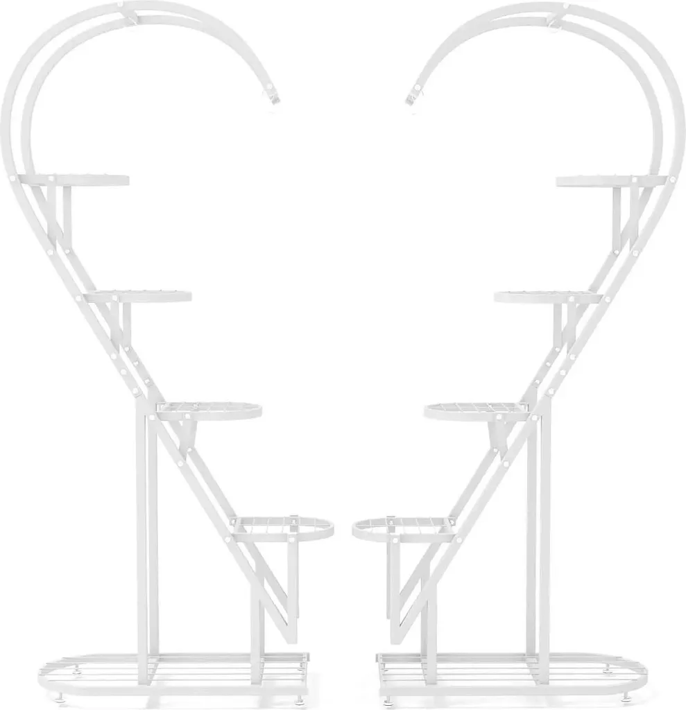 Support plantes design cœur en métal 5 niveaux avec crochets de suspension